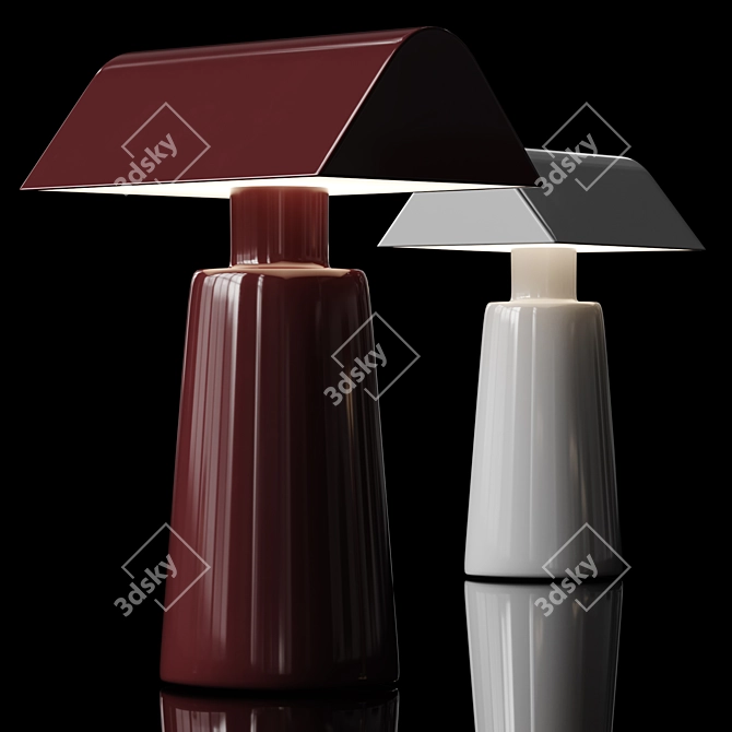 Elegant Caret Lamp in Dark Burgundy & Silk Grey 3D model image 1