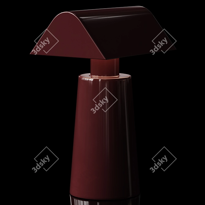 Elegant Caret Lamp in Dark Burgundy & Silk Grey 3D model image 5