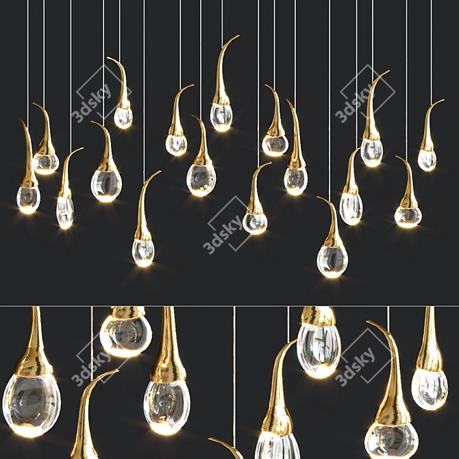 Elegant Eggplant Quartz Chandelier 3D model image 1