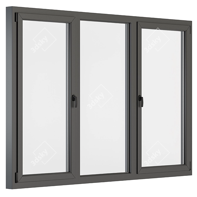 Sleek Gray Window Set 3D model image 3