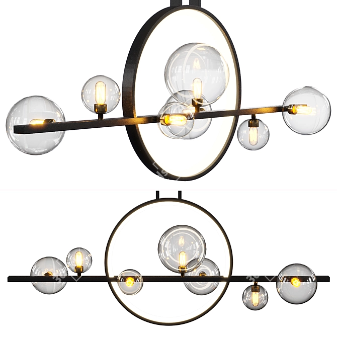 Modern Iona Lampatron: Metal and Glass Design 3D model image 1