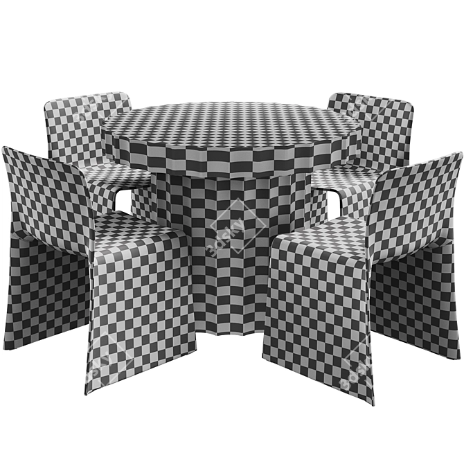 Ripple Table + Glove: Contemporary Dining Set 3D model image 5