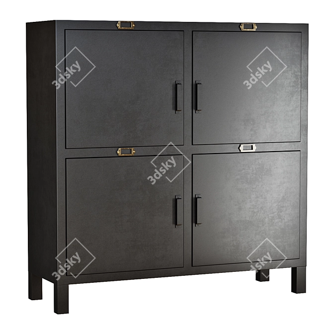 Hiba Steel 4-Door Sideboard: Sleek Storage Solution 3D model image 1