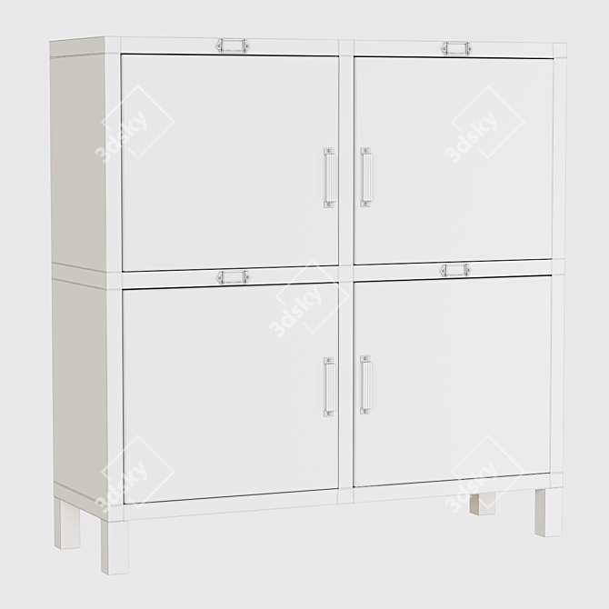 Hiba Steel 4-Door Sideboard: Sleek Storage Solution 3D model image 2