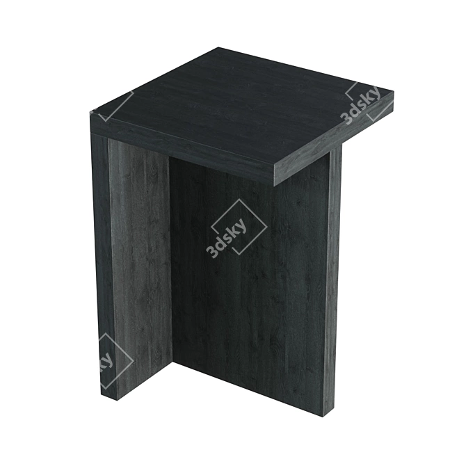 Modern Blackened Ash Stool 3D model image 2