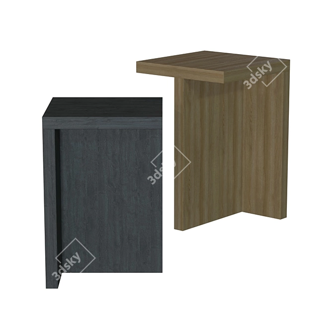 Modern Blackened Ash Stool 3D model image 5