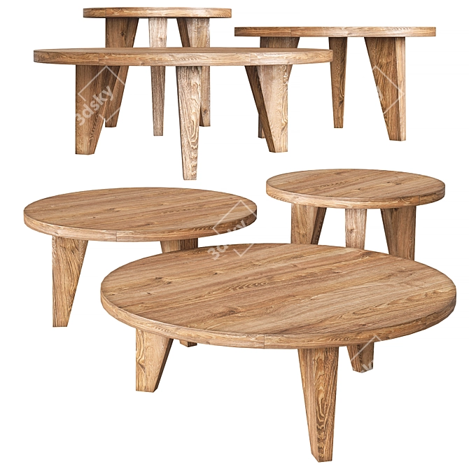 HKliving Teak Coffee Tables - Stylish and Functional 3D model image 1