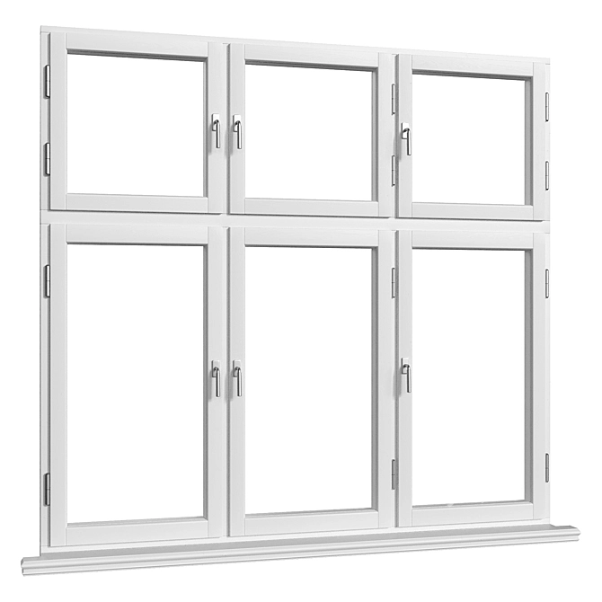 Elegant Wooden Windows - Various Sizes 3D model image 2