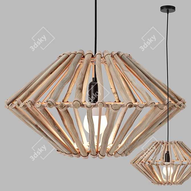 Primitive Pendant Light: Unique Rustic Design 3D model image 3