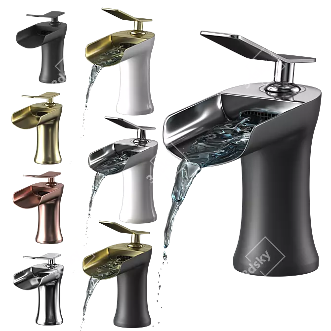 Elegant Waterfall Basin Faucet 3D model image 1