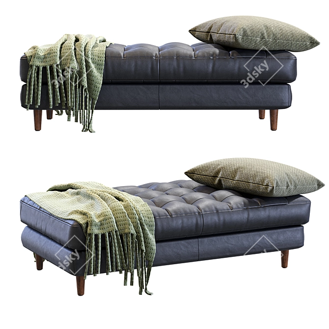 Sleek Black Oxford Bench 3D model image 3