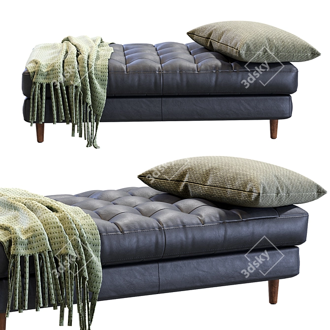Sleek Black Oxford Bench 3D model image 4