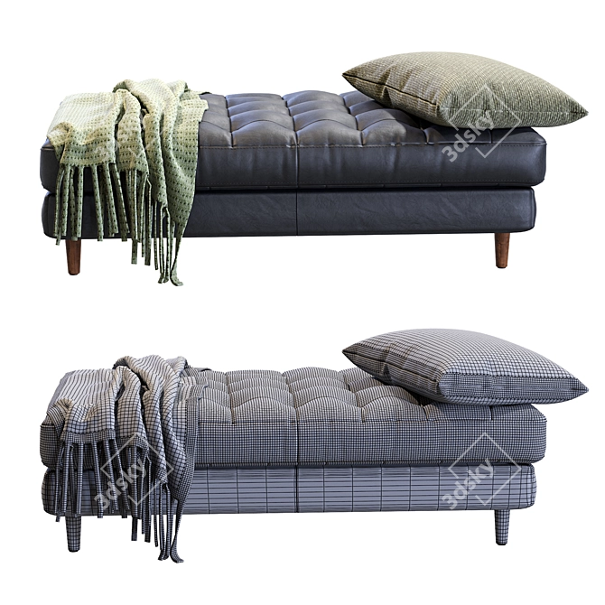 Sleek Black Oxford Bench 3D model image 5