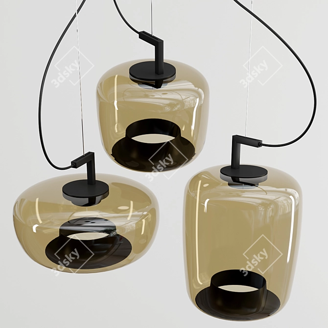 Brokis Double: LED Blown Glass Pendant 3D model image 2