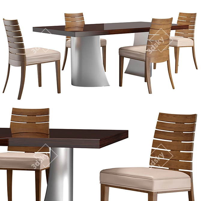 Saks Charm Dining Set: Italian Rationalism-inspired Elegance 3D model image 1