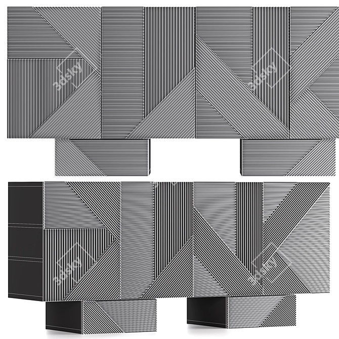 Emmemobili Stripes MA22: Stylish Striped Chest of Drawers 3D model image 5