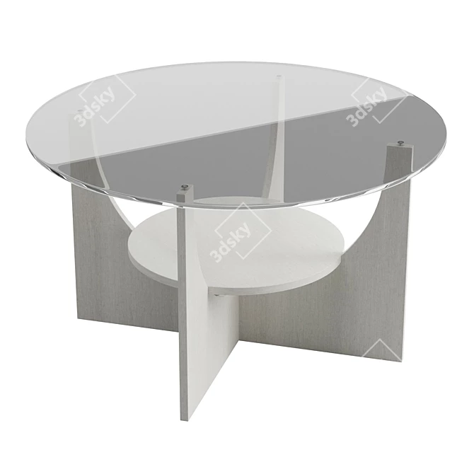 Versatile Glass-Top Circular Coffee Table 3D model image 1