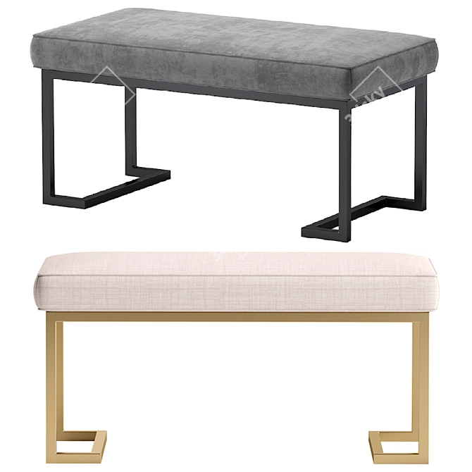 Elegant Richmond Bench in 3 Color Options 3D model image 2