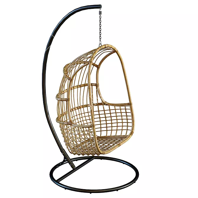 Relax in Style with the Chill Rattan Hanging Chair 3D model image 1