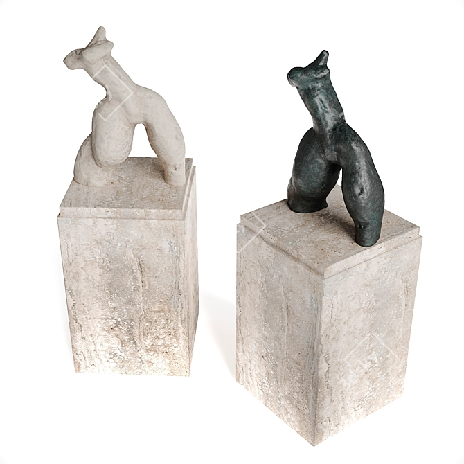 Sculptural Abstract Body Art 3D model image 2
