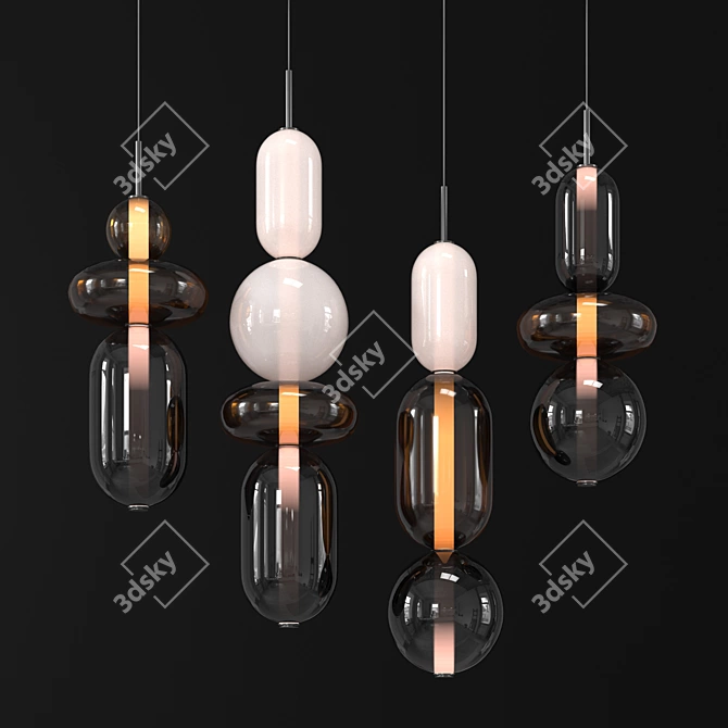 Pebbles Cor Pendant: Stunning Stone Lighting 3D model image 2