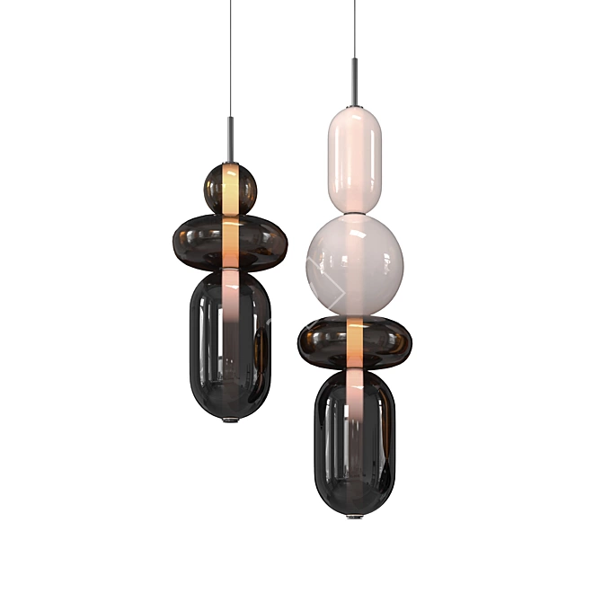 Pebbles Cor Pendant: Stunning Stone Lighting 3D model image 6