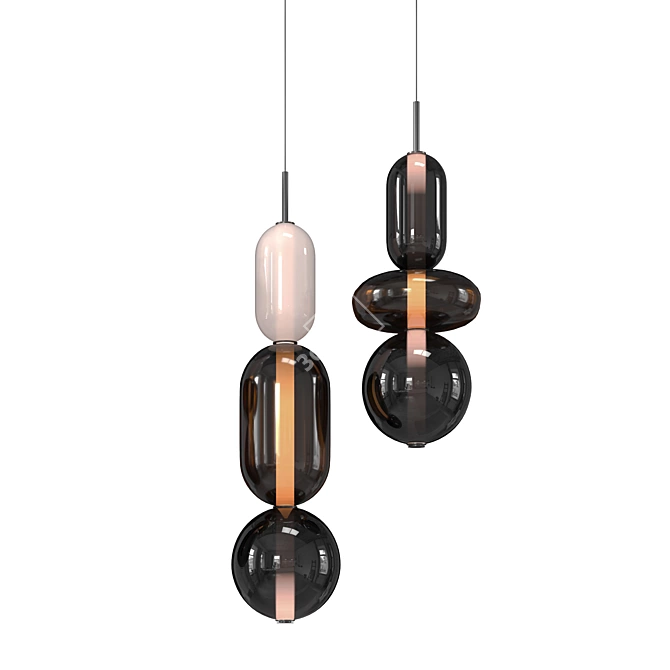 Pebbles Cor Pendant: Stunning Stone Lighting 3D model image 7