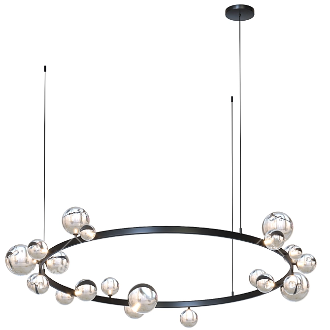 Sleek Black Bubble Chandelier - Modern Lighting 3D model image 1