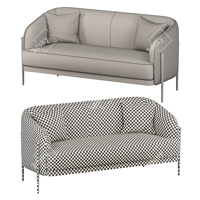 Luxury Oxford Sofa: Fabric & Leather, Multiple Formats 3D model image 4