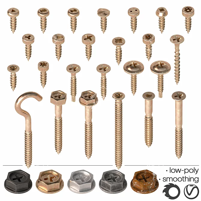 25-Piece Set of Self-Tapping Screws - High-Resolution Renders 3D model image 5