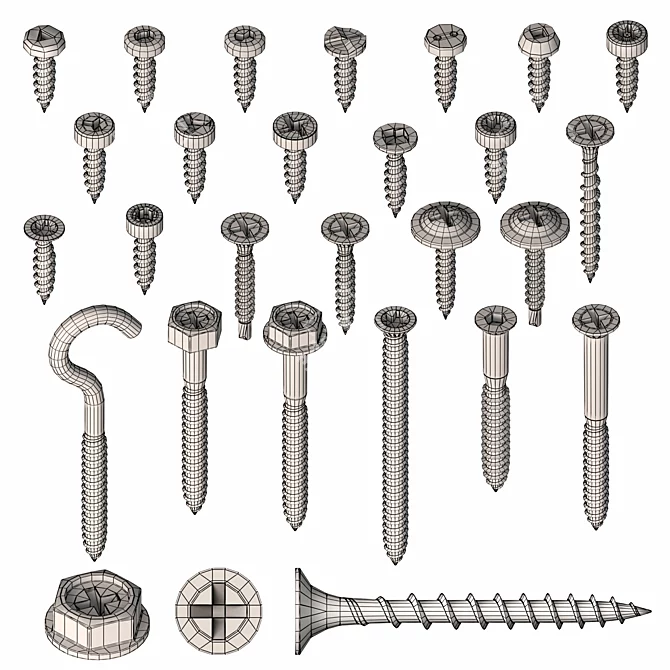 25-Piece Set of Self-Tapping Screws - High-Resolution Renders 3D model image 7