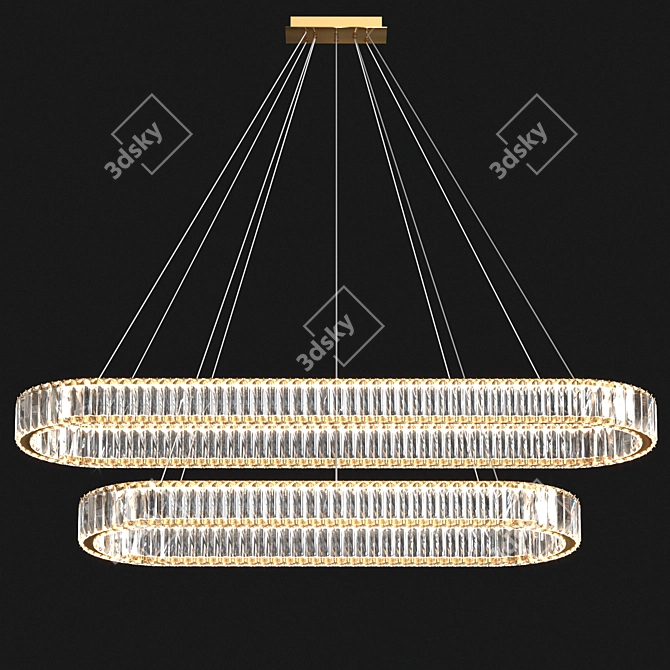 Elegant Oval Crystal Chandelier 3D model image 1