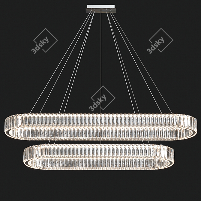 Elegant Oval Crystal Chandelier 3D model image 2