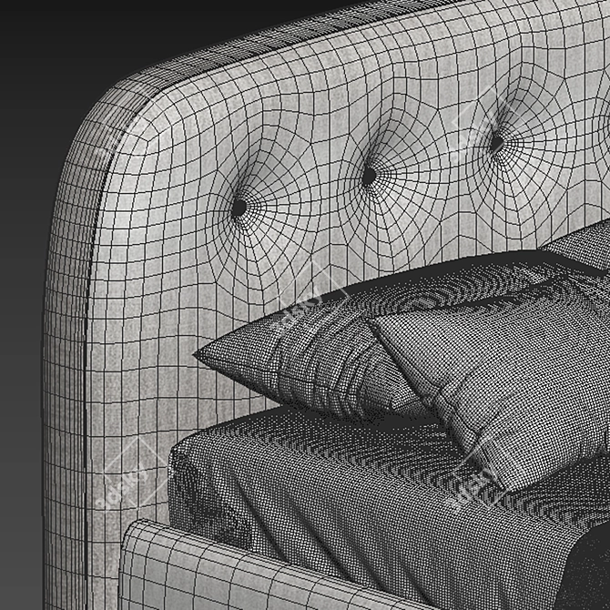 Elegant King Size Sophie Bed 3D model image 2
