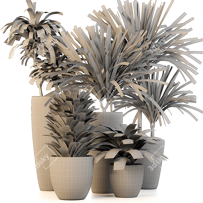 Lush Indoor Oasis: 10 Dracaena Set 3D model image 4