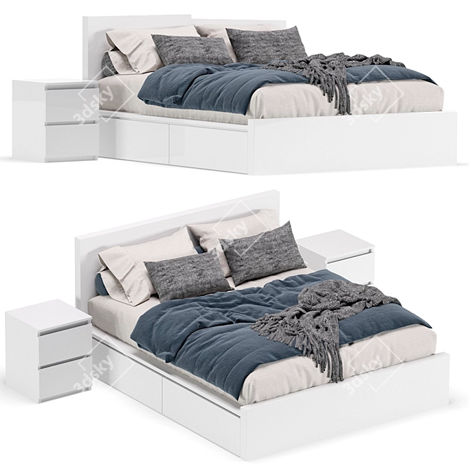 Modern Malm Bed: 2 Colors 3D model image 2