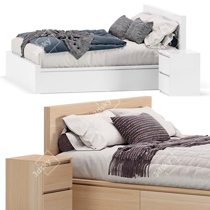 Modern Malm Bed: 2 Colors 3D model image 4