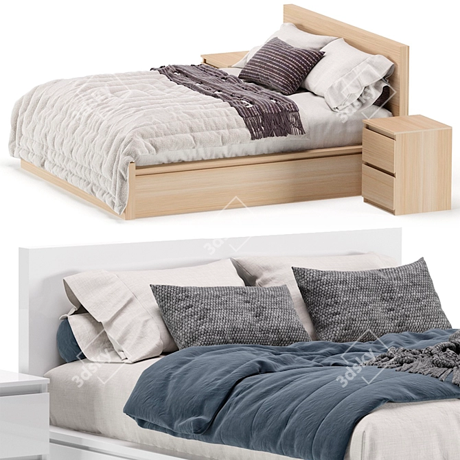 Modern Malm Bed: 2 Colors 3D model image 5