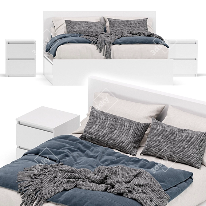 Modern Malm Bed: 2 Colors 3D model image 6