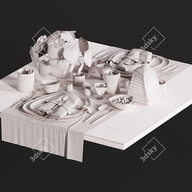 Luxury Diamond Tableware Set - 6 Piece 3D model image 1