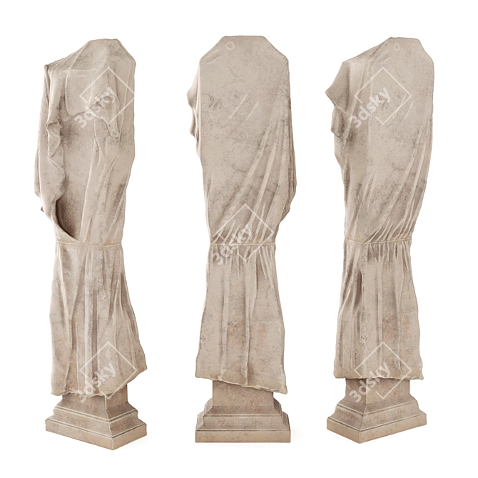 Elegant Marble Torso Pedestal 3D model image 3