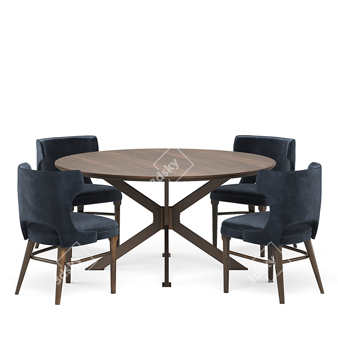 Modern Velvet Shadow Task Chair & Spider Round Dining Table 3D model image 1