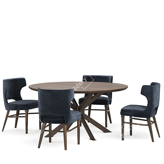 Modern Velvet Shadow Task Chair & Spider Round Dining Table 3D model image 2