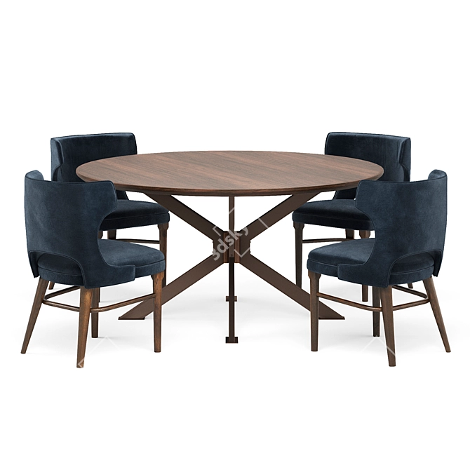 Modern Velvet Shadow Task Chair & Spider Round Dining Table 3D model image 5