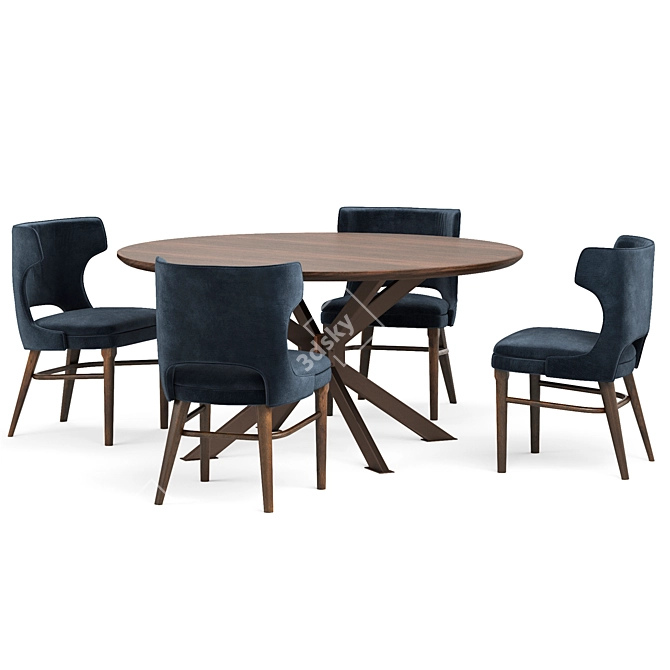 Modern Velvet Shadow Task Chair & Spider Round Dining Table 3D model image 6