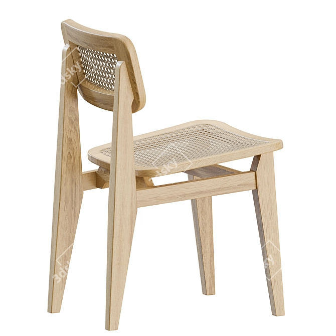 Vintage French Cane Dining Chair 3D model image 6