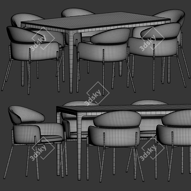 Elegant Marble Dining Set 3D model image 3