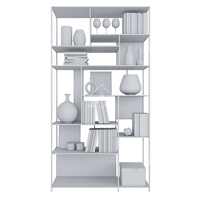 Geometric Black Metal Shelf 3D model image 3
