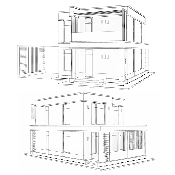 Stylish Modern House with Terrace & Carport 3D model image 2