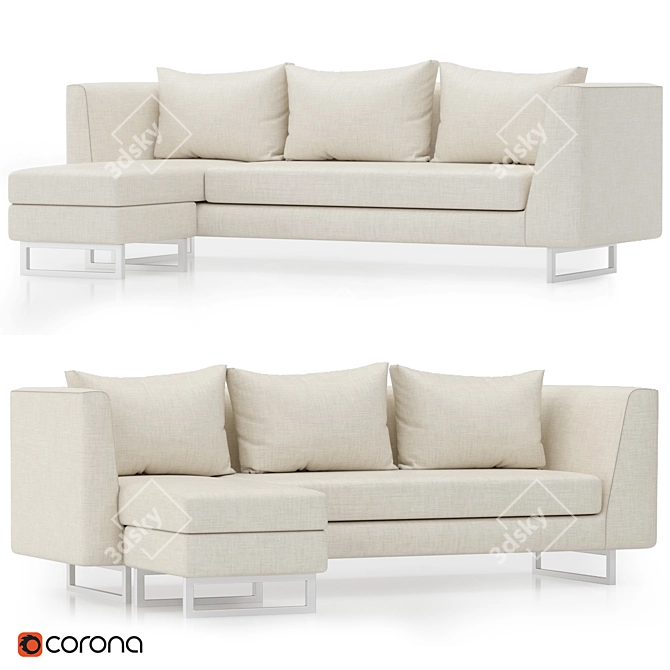 Elegant Matthew Sectional Sofa 3D model image 1